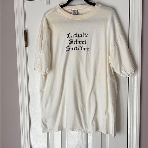 don’t panic Other - Catholic School Survivor Graphic Tee - Cream
